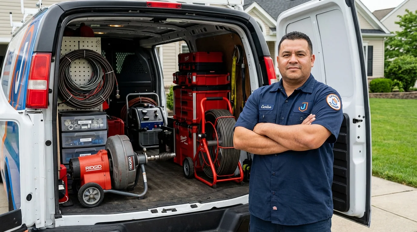 Professional drain cleaning equipment and Johns Plumbing LLC plumber in Pine Plains