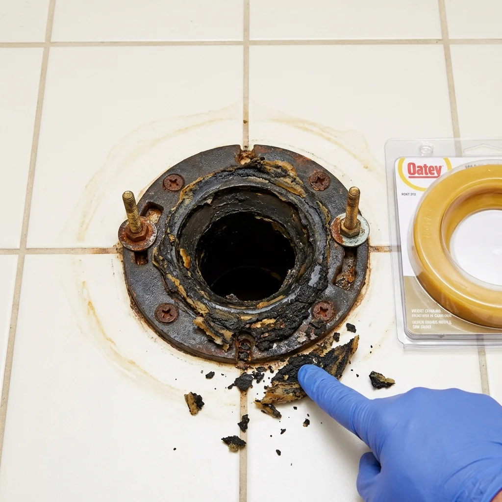 Failed wax ring showing water seepage at the base of a toilet in a Pine Plains, NY home